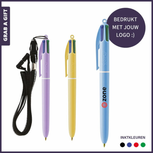 BIC® 4-kleuren balpen Pastel 1071-1072 met logo bedrukken