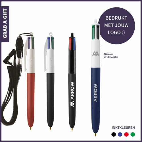 BIC® 4-kleuren balpen Soft1060-1063 met logo bedrukken