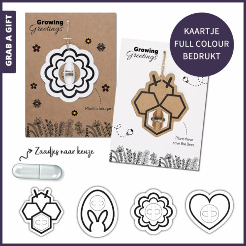 ECO Hankaartje met zaadcapsule in kleur bedrukken