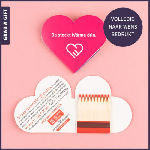 Lucifermapje HEART B bedrukt met logo en reclame