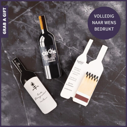 Luciferrmapje WINE BOTTLE bedrukt met logo en reclame