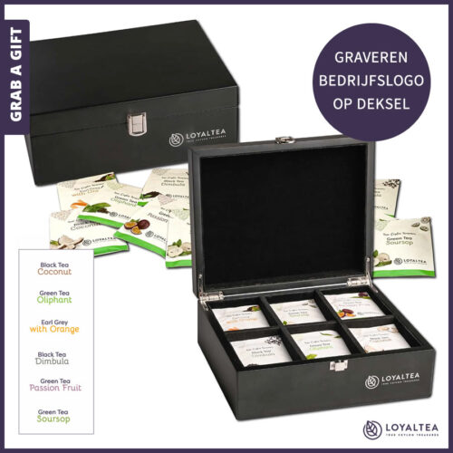 LoyalTea Theekistje met logo graving op deksel