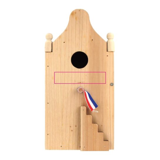 Grab a Gift Relatiegeschenken - FSC Houten Vogelhuisje graveren voorzijde boven 90 x 20 mm