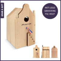 FSC Houten Vogelhuisje graveren met logo