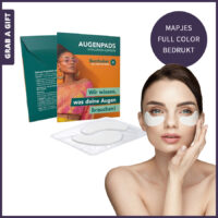 Relatiegeschenk: 2 hydrogel oogpads in een all-over bedrukt mapje