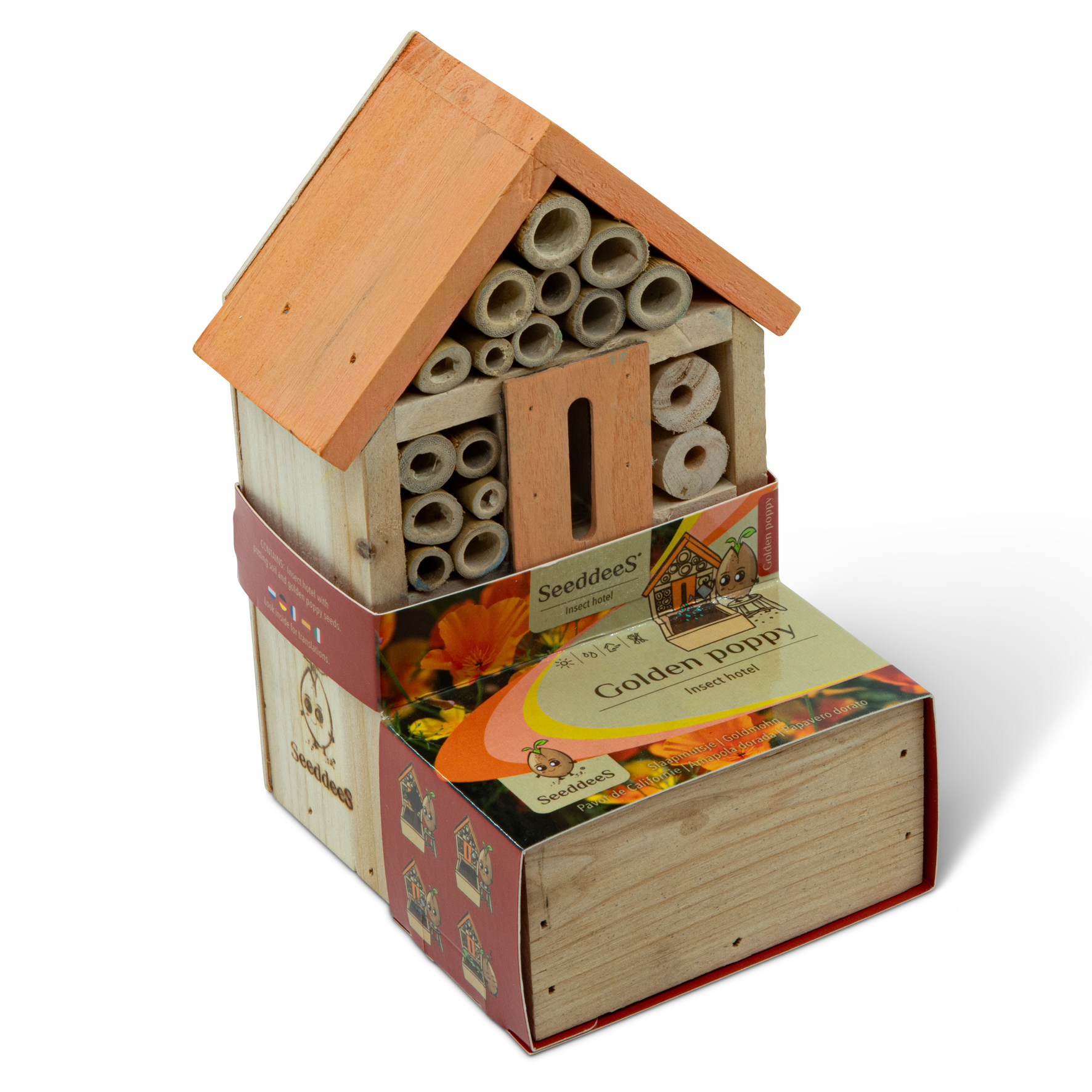 SeeddeeS Insectenhotel fronter met oranje dak