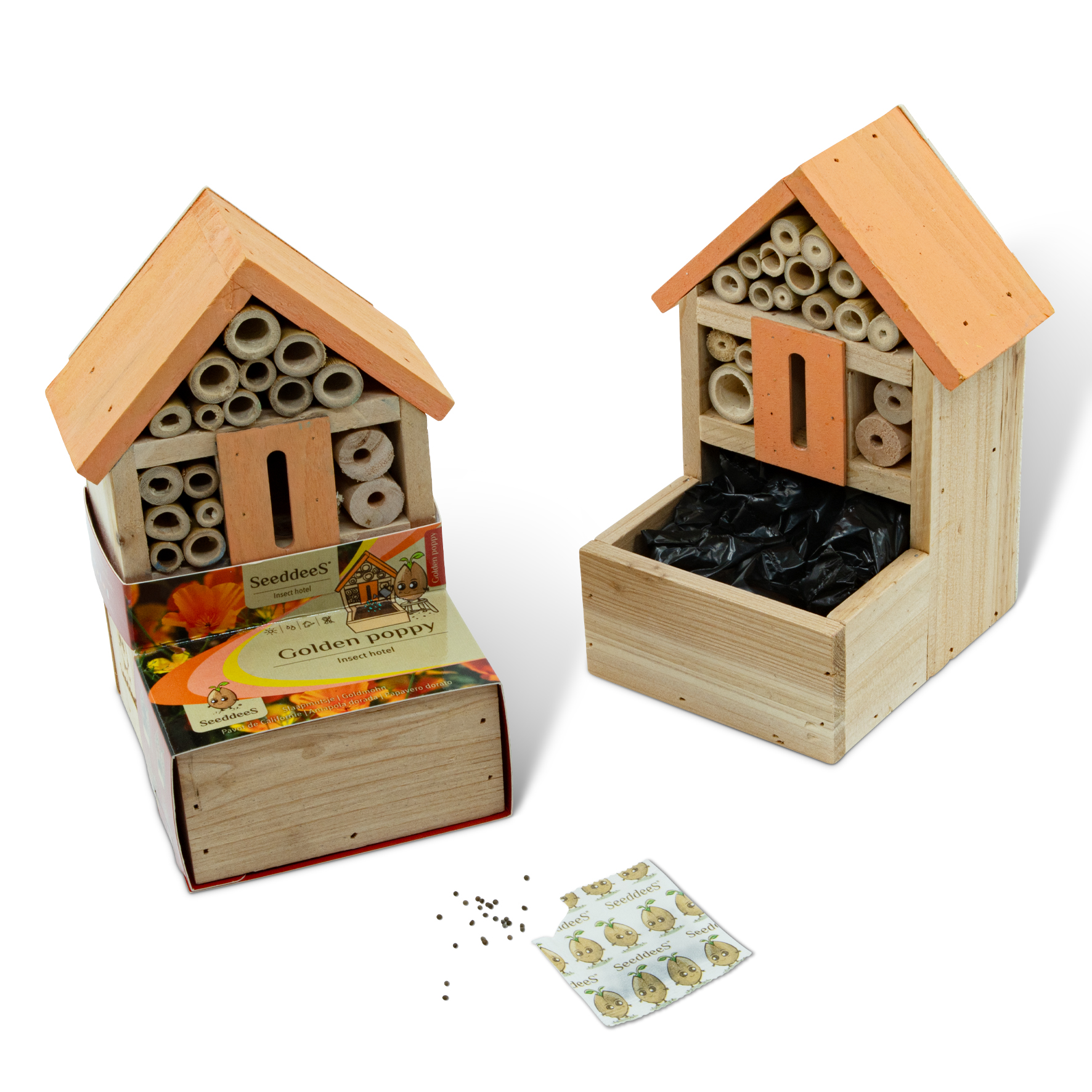 SeeddeeS Insectenhotel fronter met oranje dak