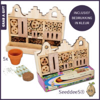 SeeddeeS® Insectenhotel 'Amsterdam' met Kweekset en een in kleur bedrukte wikkel