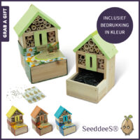 SeeddeeS® Insectenhotel Fronter met Kweekset en een in kleur bedrukte wikke