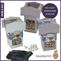 SeeddeeS® Insectenhotel Rooftop met Kweekset en een full color bedrukte wikkel