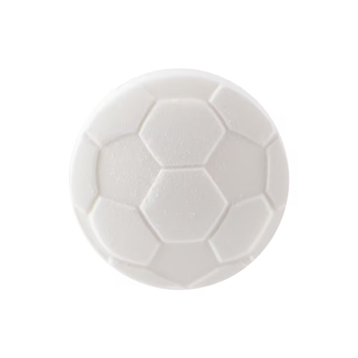 Bedrukt clic clac blikje gevuld met pepermuntjes in de vorm van een voetbal