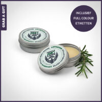 Aluminium blikje met baardwax en een in kleur bedrukt etiket met logo