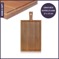Beukenhouten borrelplank met handvat graveren met een logo