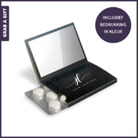 Bedrukte spiegelkaart met Compli Mints en geïntegreerd spiegeltje als beauty relatiegeschenk
