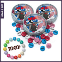 Blikje met M&M’S® met logo en transparant deksel