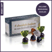 Doosje met 4 chocolade bonbons volledig bedrukt in kleur