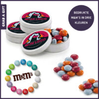 Rond blikje met gepersonaliseerde M&M’S® en logo